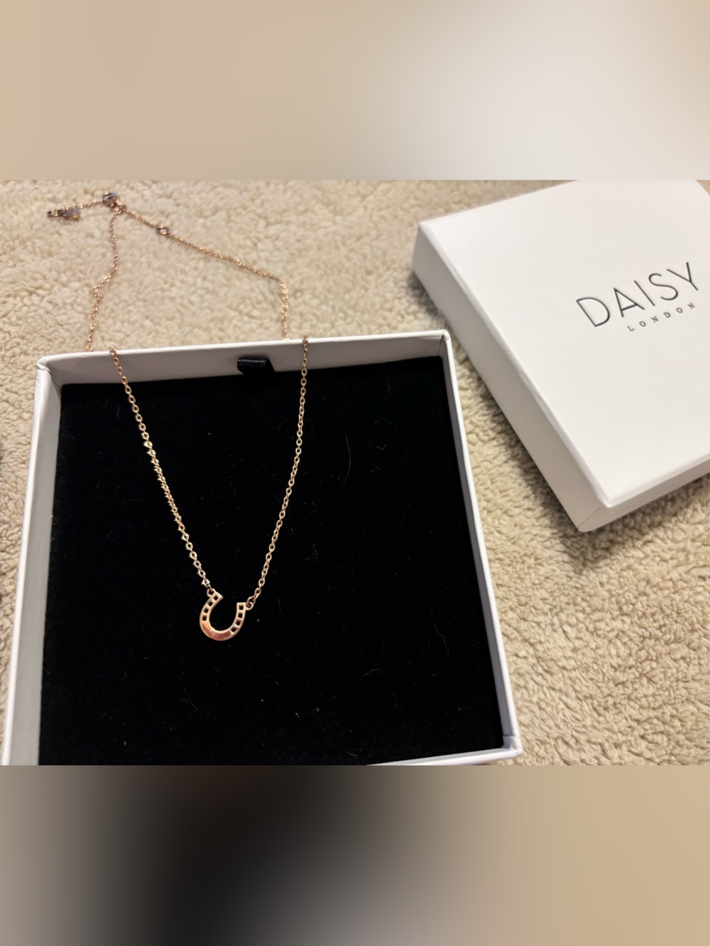 Rose Gold Daisy London Horseshoe Necklace